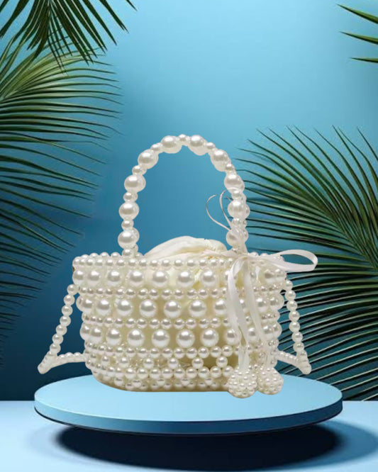 White Pearl Hand Carry  & Cross Body Bag